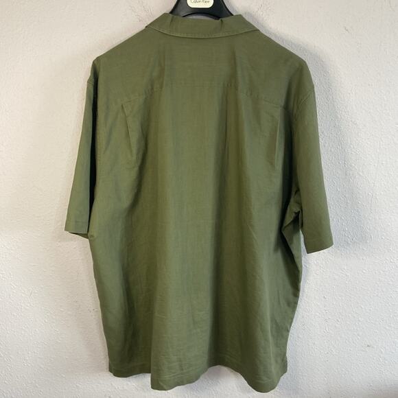 Eddie Bauer Men Moss Green Linen Blend Button Down Shirt Size XL - Picture 5 of 7